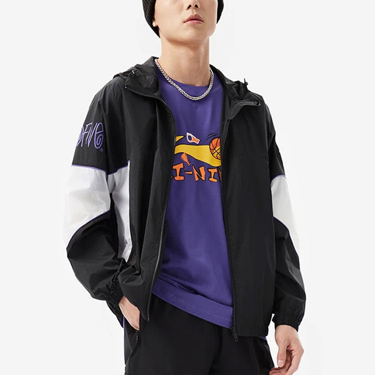 Li-Ning BadFive Logo Loose Fit Jacket 'Black White' AFDS361-1