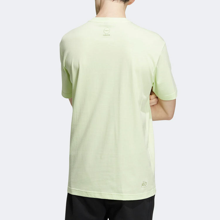 Men's adidas neo Cartoon Logo Printing Sports Short Sleeve Acid Green T-Shirt HC9662