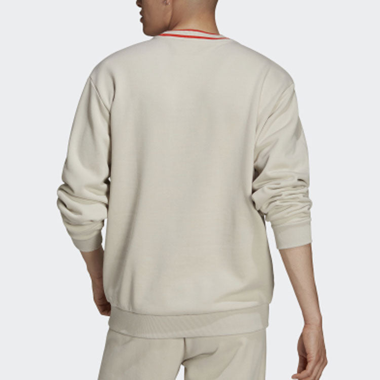 Men's adidas originals Casual Sports Round Neck Long Sleeves Creamy White HF9225