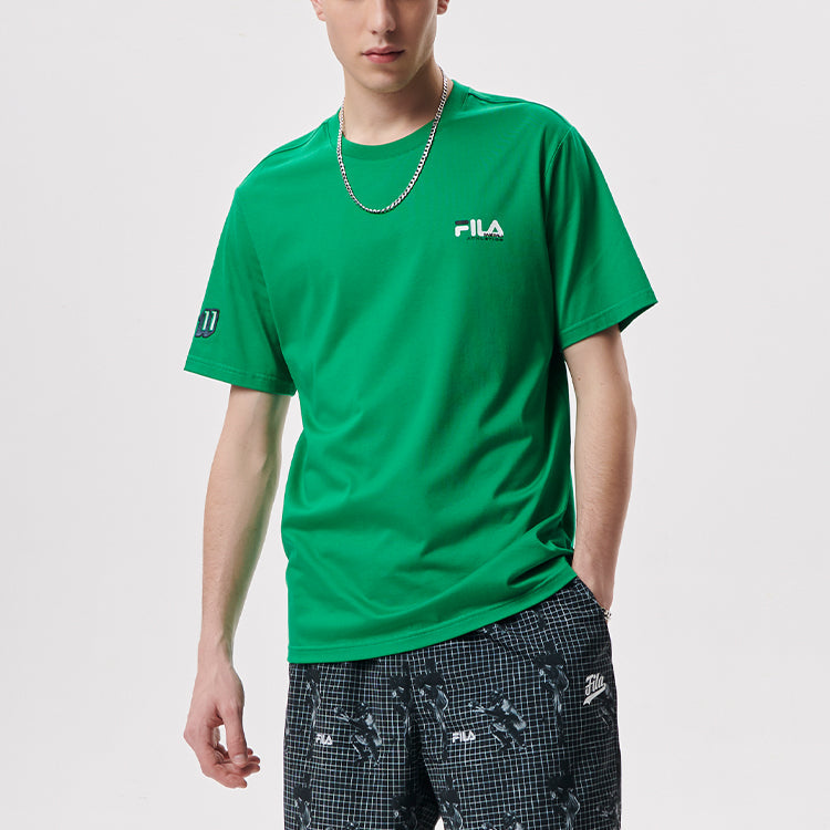 Men's FILA FUSION Baseball Sports Printing Round Neck Short Sleeve Green T-Shirt T11M132105F-GN
