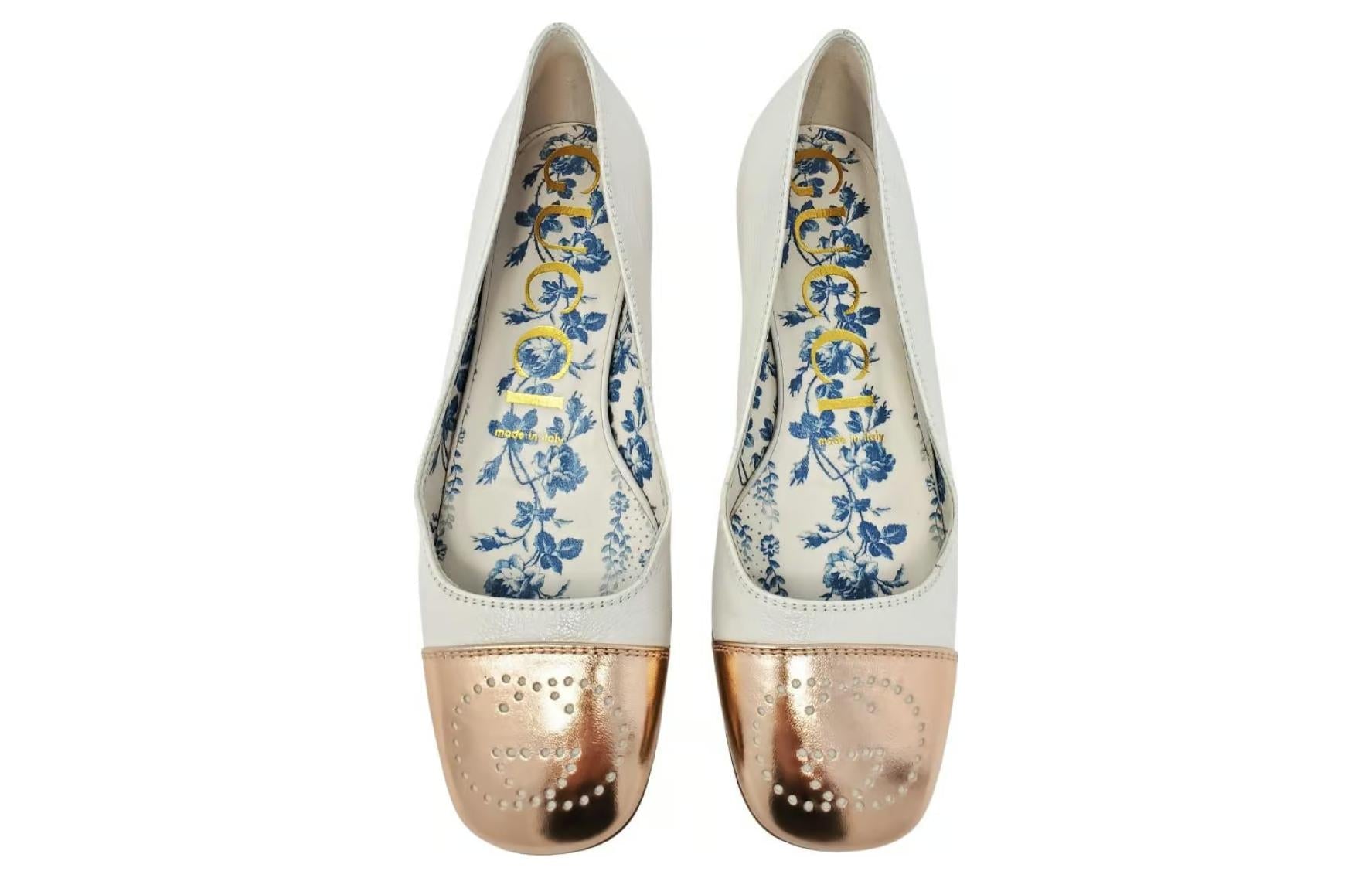 (WMNS) Gucci Interlocking G Logo Leather Ballet Flats 'White Gold' 658942-1XXA0-5762