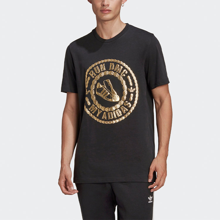 adidas originals Run-dmc Printing Sports Cozy Round Neck Short Sleeve Black GT1763