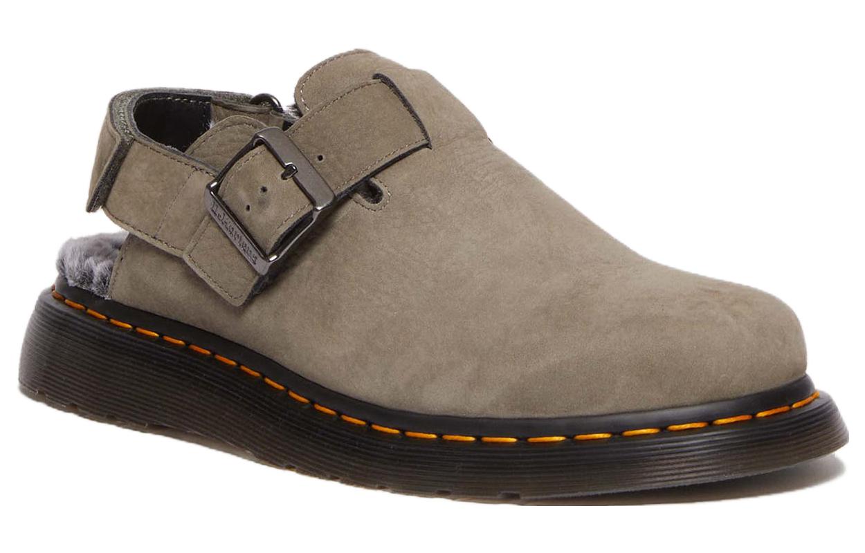 (WMNS) Dr. Martens Jorge II Faux Fur Lined Nubuck Slingback Mules 'Nickel Grey' 31386059