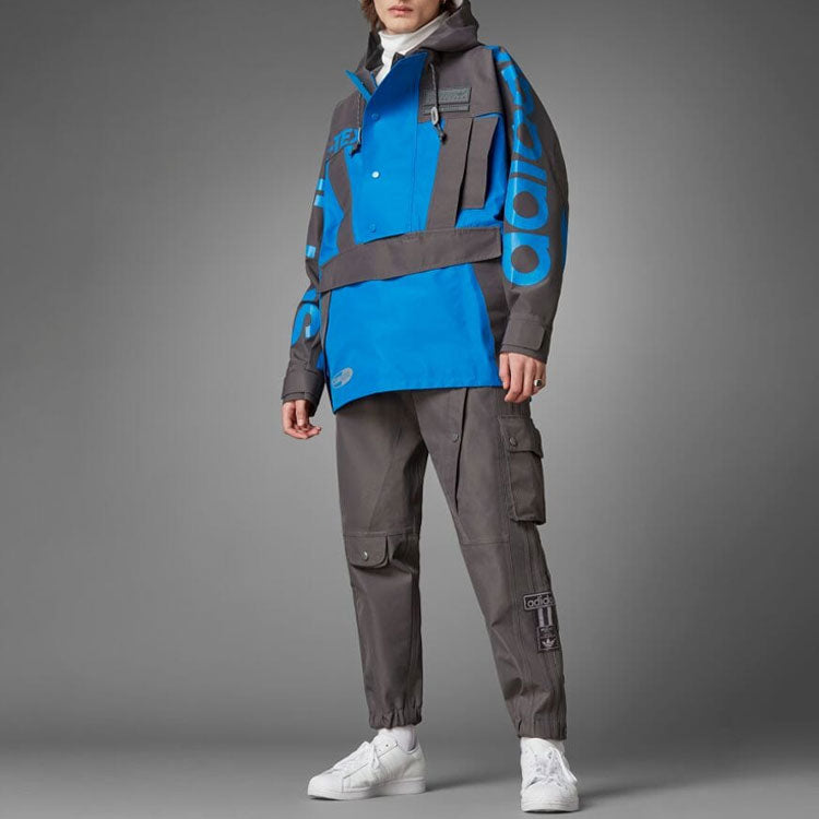 adidas originals Blue Version Series Alphabet Printing hooded Long Sleeves Jacket HD2235