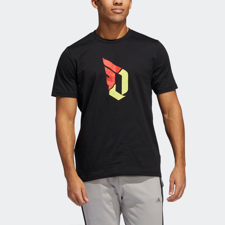 adidas Dame Logo Basketball Sports Short Sleeve Black GE4128