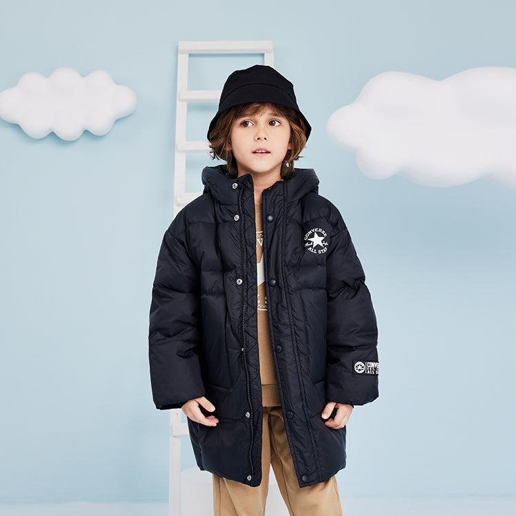 (PS) Converse Logo Long Down Jacket Asia Sizing 'Black White' CV2142013GS-003
