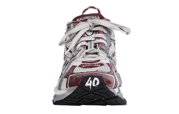 (WMNS) Balenciaga Runner Sneakers 'Grey Burgundy Mesh and Nylon' 677402W3RB39069