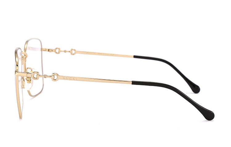 Gucci Horsebit Gold Color Square Frame Retro Minimalistic Metallic Black Lens Gold Color GG0951O-002