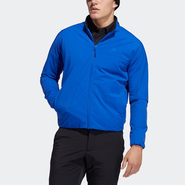 Men's adidas Solid Color Zipper Stand Collar Jacket Blue FS6952