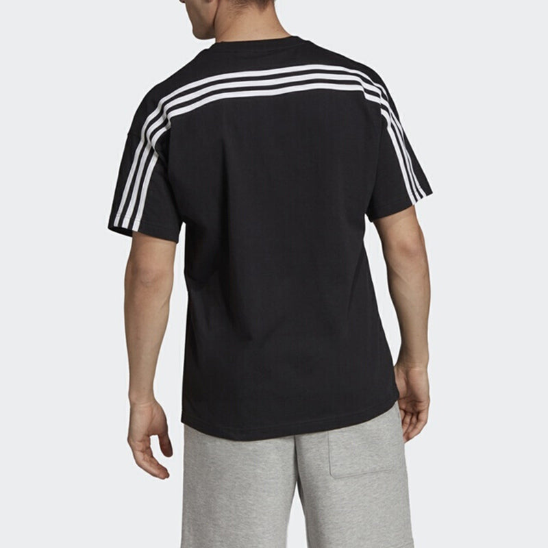 adidas M Mh 3S Tee Stripe Sports Training Round Neck Short Sleeve Black EB5277