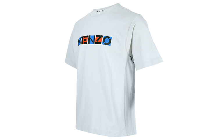 Men's KENZO SS21 Logo Printing Pattern Round Neck Short Sleeve Gray T-Shirt 5TS0594SK-93