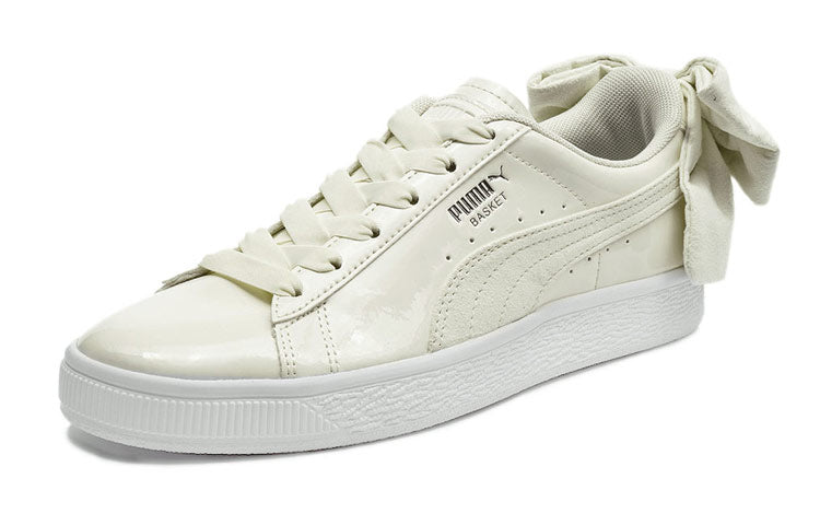 (WMNS) PUMA Basket Suede Bow Leisure Board Shoes Creamy/White 367353-04