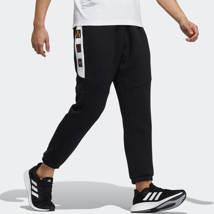 Men's adidas Logo Printing Knit Bundle Feet Sports Pants/Trousers/Joggers Black H39222