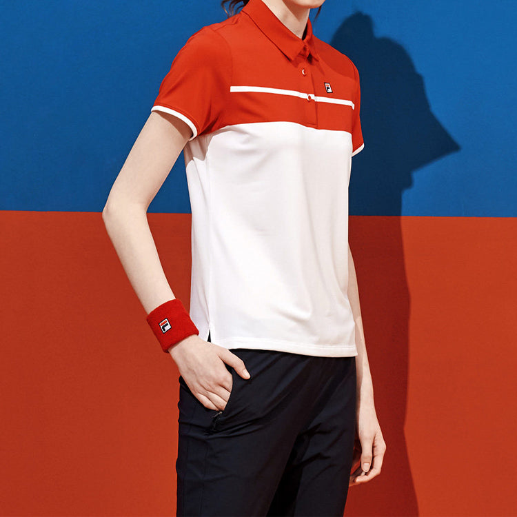 (WMNS) FILA ATHLETICS Knitting Polo Shirt White A11W023151F-WT