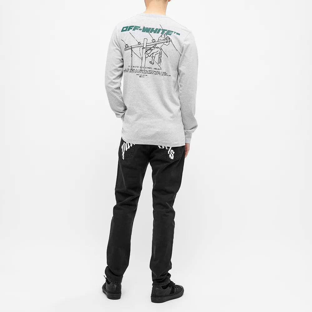 Off-White FW20 Hand Painted Logo Printing Pullover Men Grey OMAB001E20JER0070855