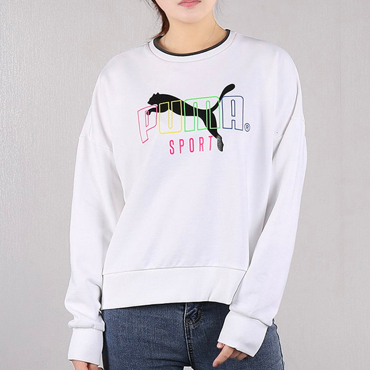 (WMNS) PUMA Long Sleeve Sweater 'White Black' 598128-02