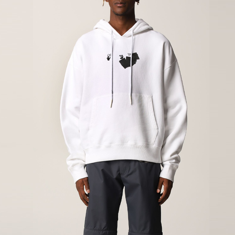 Men's Off-White FW21 Logo Printing Pullover Loose Version White OMBB037F21FLE0160110