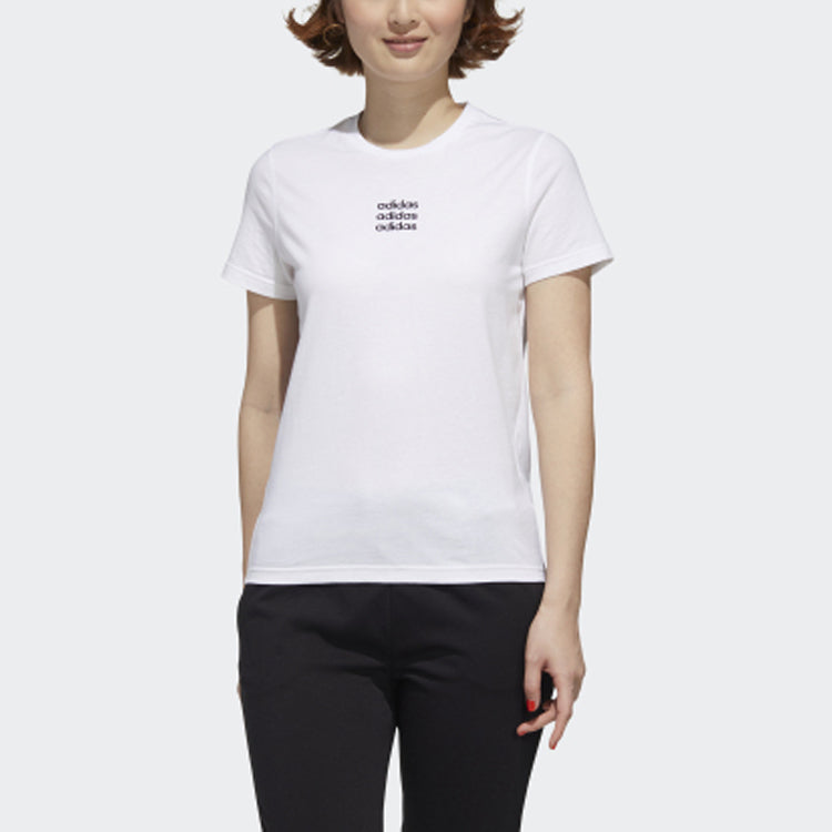 (WMNS) adidas neo Casual Sports Round Neck Short Sleeve White GJ7927