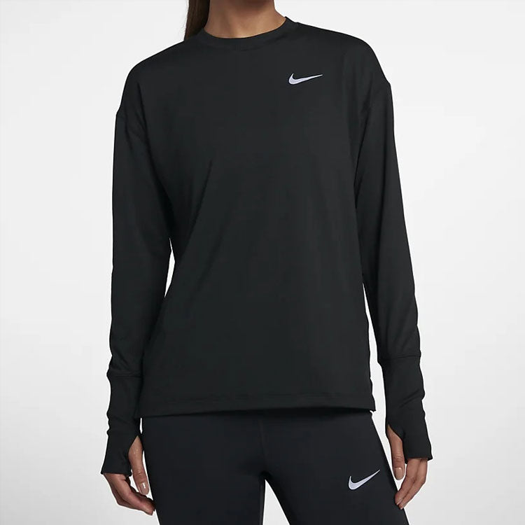 (WMNS) Nike Element Casual Sports Round Neck Long Sleeves Running Hoodie Black 928742-010