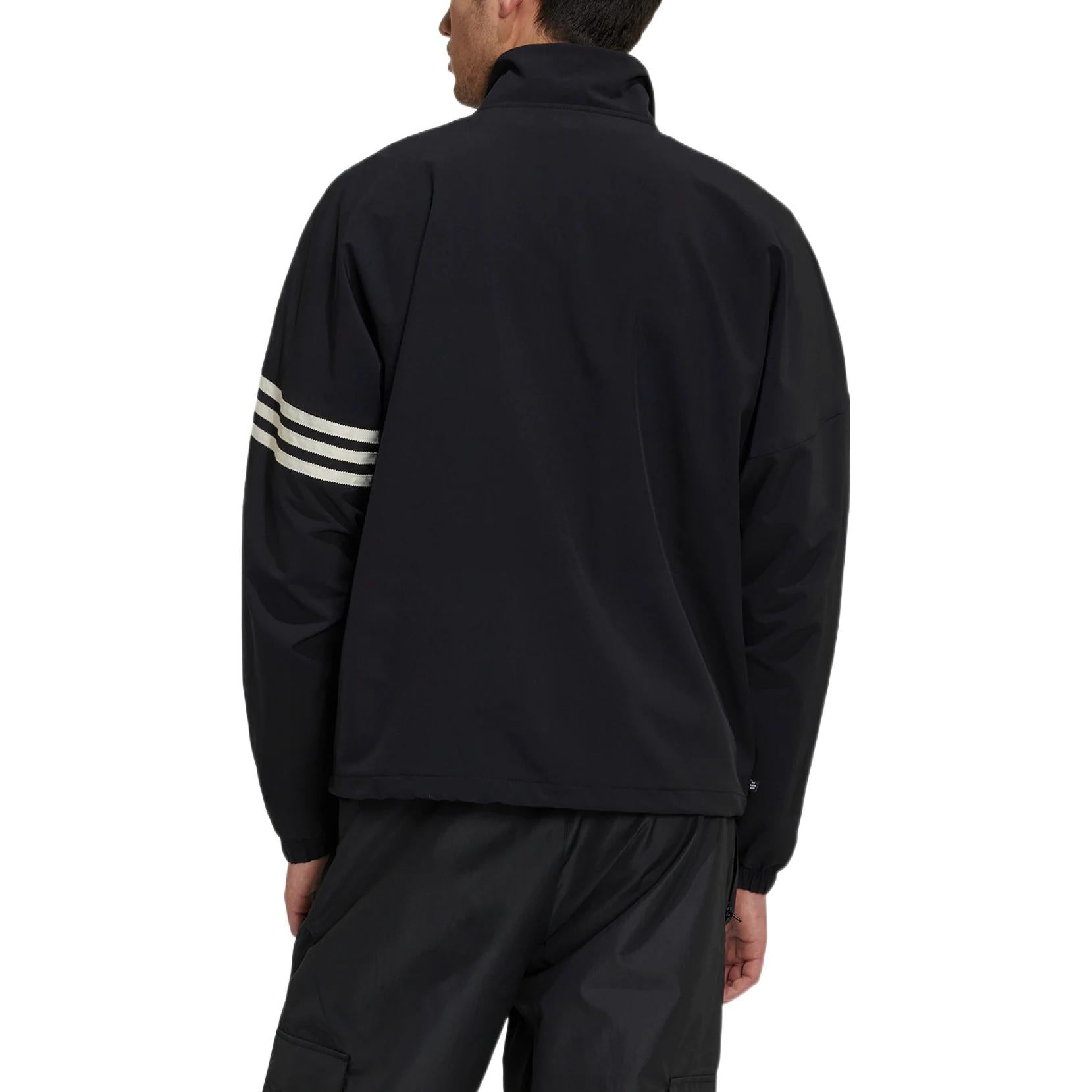 adidas Logo Printing Pattern Stripe Stand Jacket Asia Sizing 'Black' HM1868