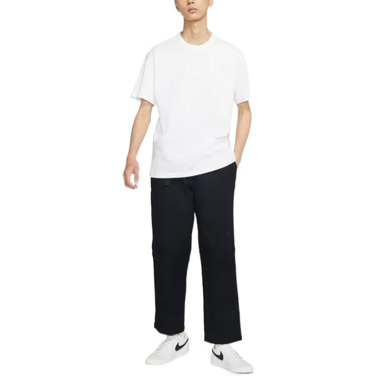 Men's Nike Solid Color Logo Embroidered Elastic Waistband Straight Casual Pants/Trousers Black DQ4297-010