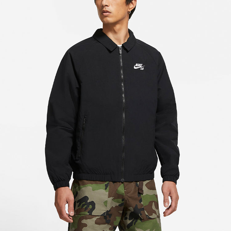 Nike SB Skateboard Sports Long Sleeves Woven Logo Jacket Black CV4306-010
