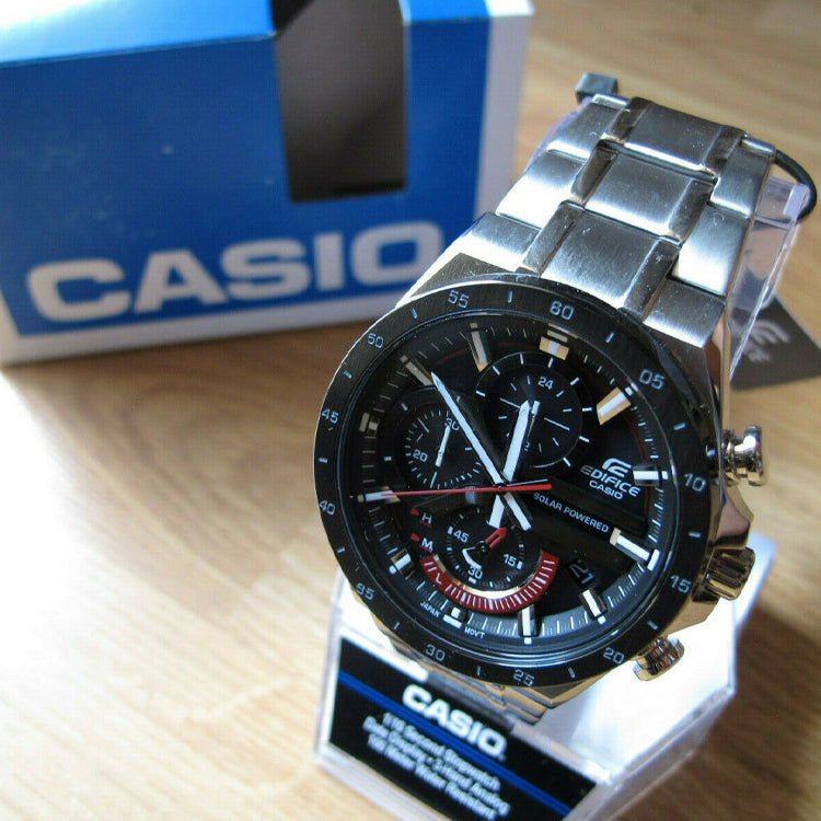 CASIO EDIFICE Solar Powered Mens SilverBlue Analog EQS-920DB-2A
