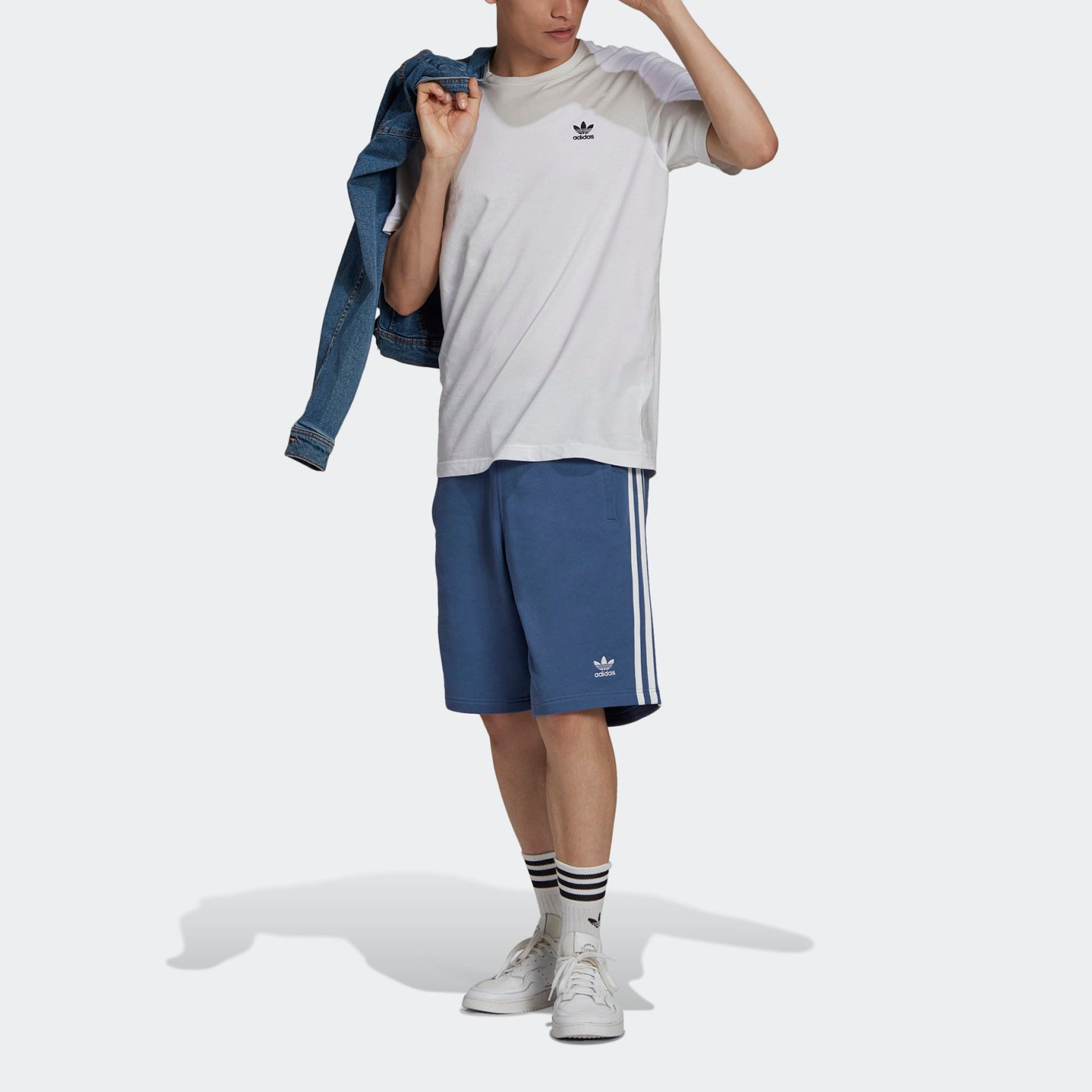 adidas originals 3-Stripes Logo Embroidered Sports Shorts Blue GN4474