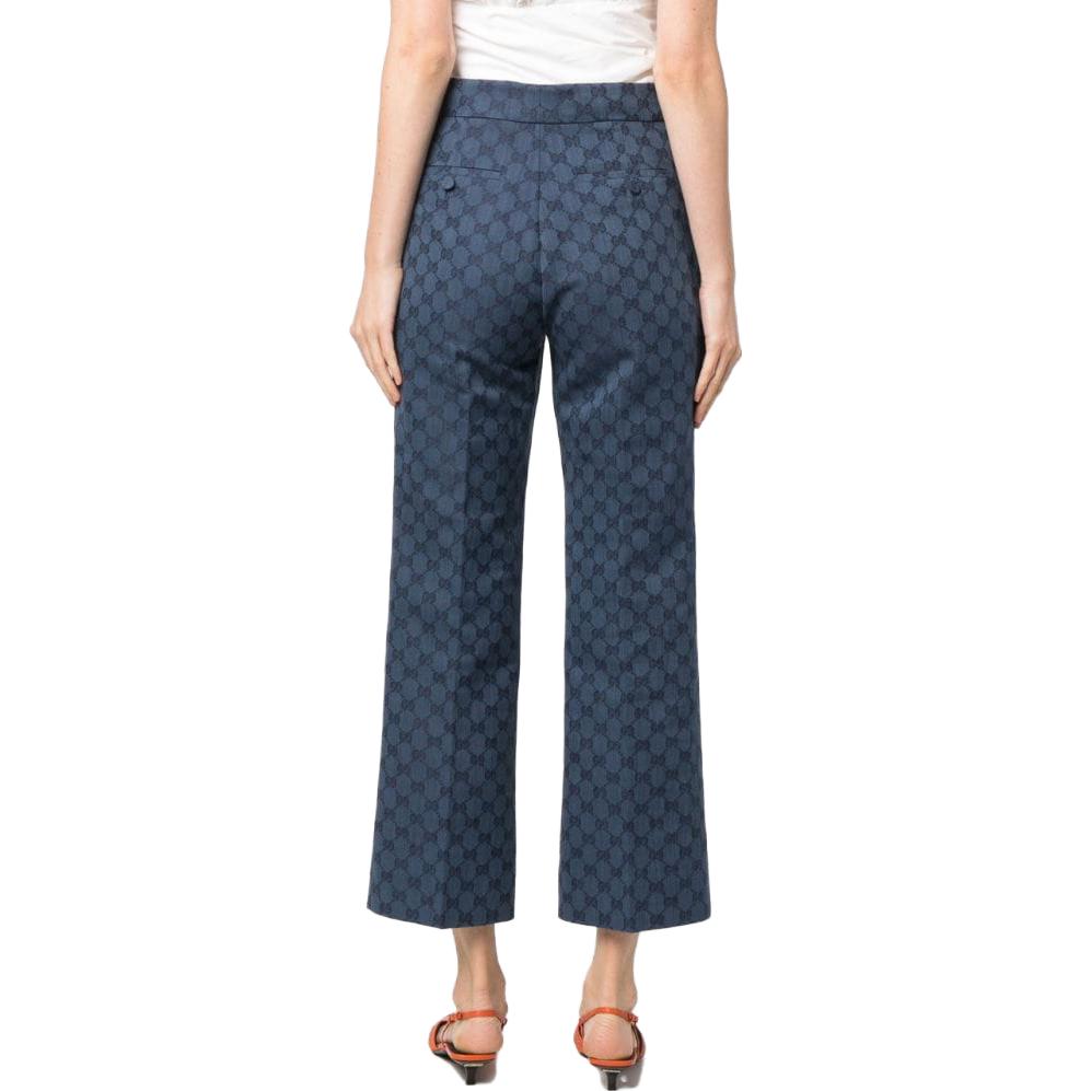 (WMNS) Gucci GG Linen Cotton Jacquard Pant 'Light Blue' 756517-ZAMC5-4258