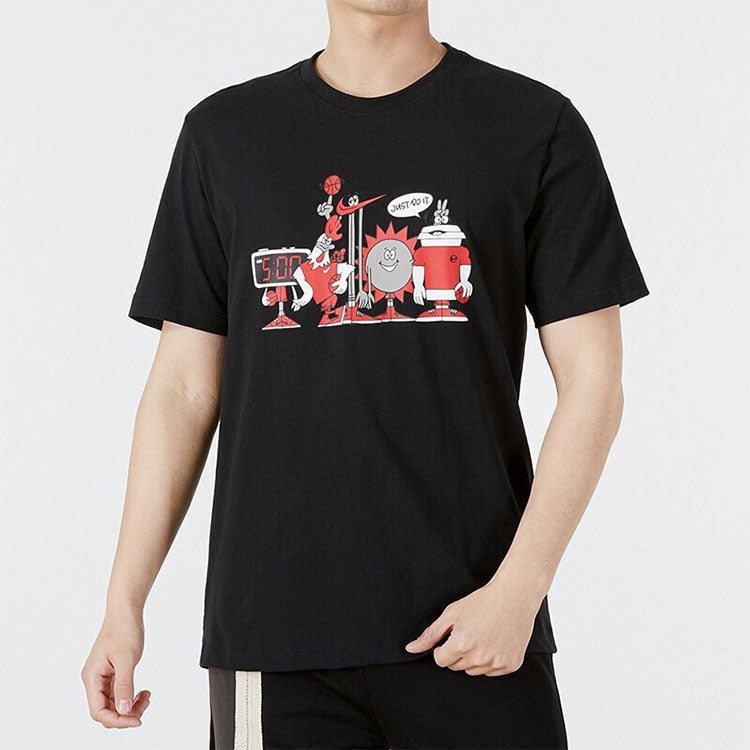 Men's Nike Cartoon Printing Cozy Round Neck Casual Short Sleeve Black T-Shirt DN3004-010