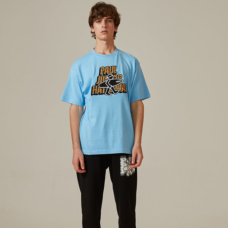 PJ's Vigor Leopard print Alphabet Pattern Short Sleeve Unisex Blue 20SSTS1019-P