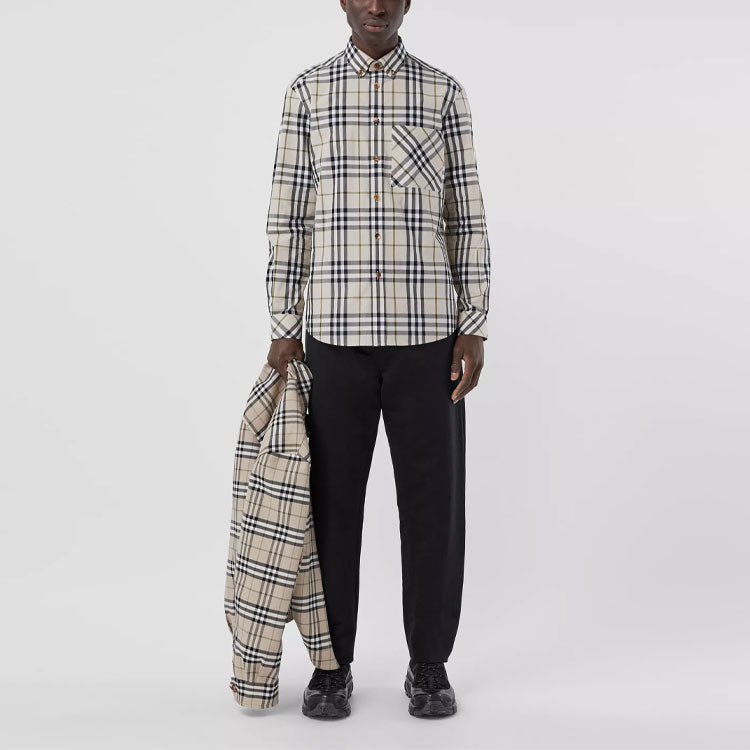 Burberry SS21 Silk Long Sleeve Shirt Men s Brown 80428381