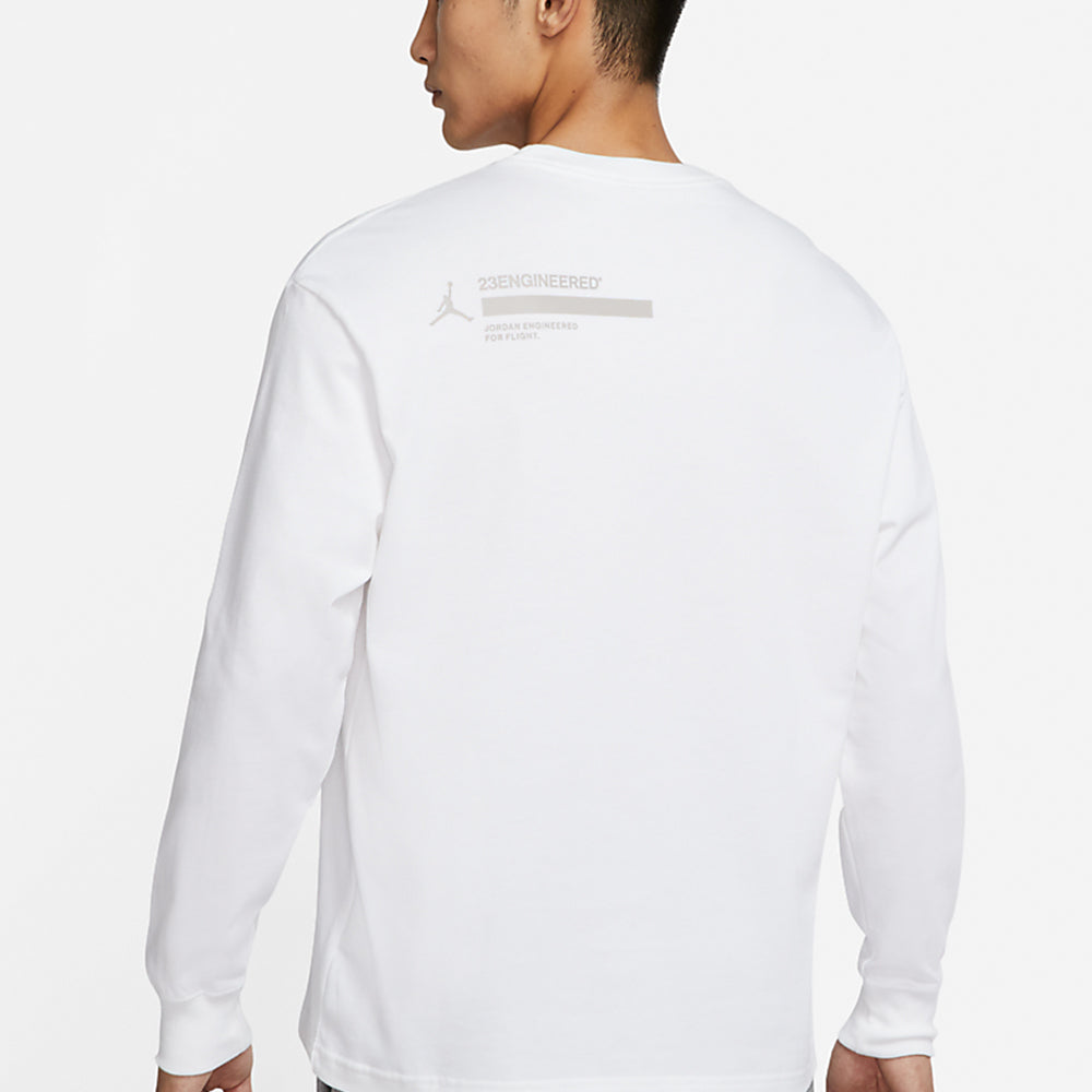 Men's Air Jordan J 23eng Ls Crew Alphabet Printing Sports Round Neck Pullover White DC9768-100