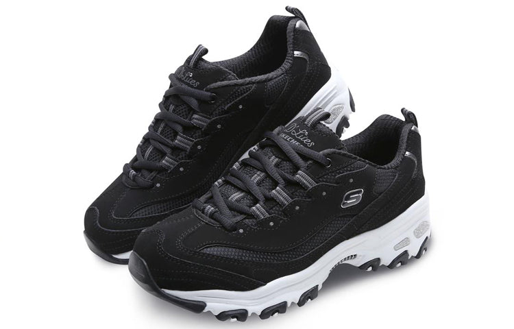 (WMNS) Skechers D lites Sneakers Black/Silver 11930-BLK