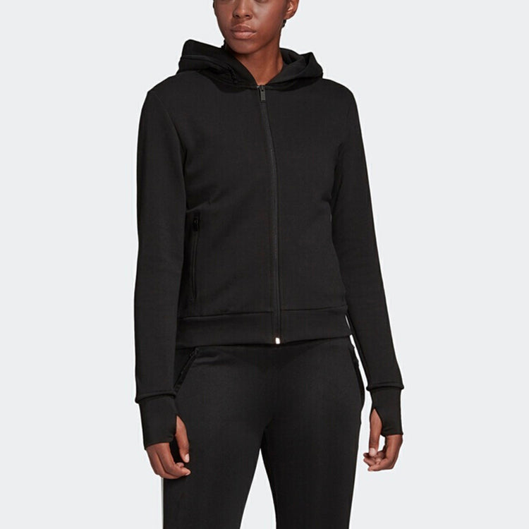 (WMNS) adidas W Ver Fz Hd Hooded Jacket 'Black White' FL4208