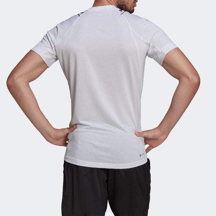 adidas Geometry Pattern Logo Printing Round Neck Short Sleeve White HA2554