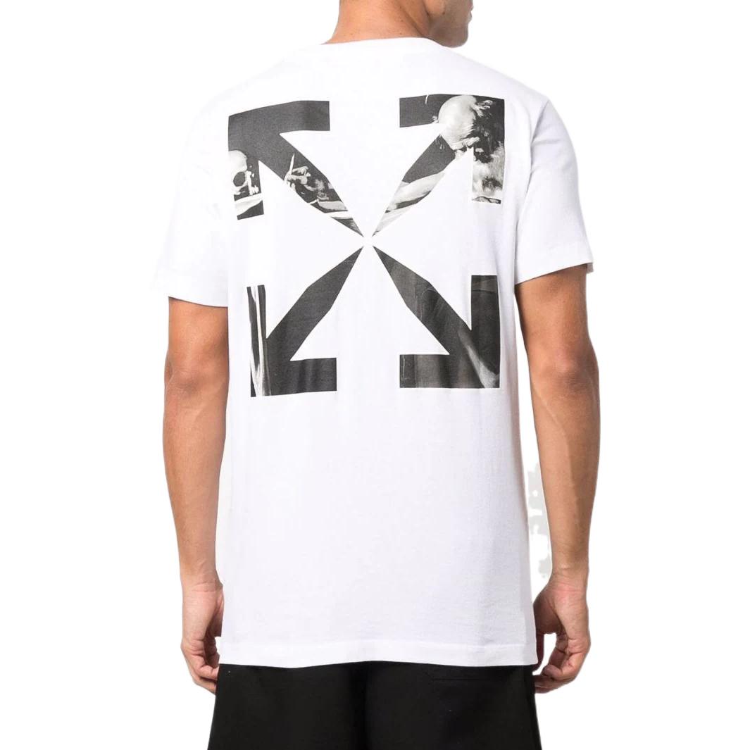 Men's Off-White SS22 Solid Color Chest Logo Printing Short Sleeve Version White T-Shirt OMAA027F21JER01301100110