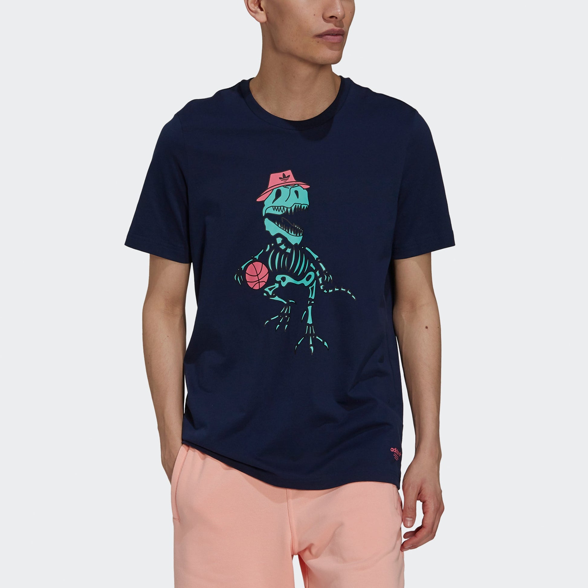 adidas originals 5 Dino Tee Casual Sports Cartoon Printing Round Neck Short Sleeve Navy Blue H13455