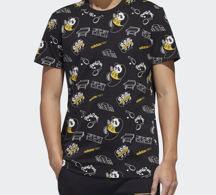 adidas neo Casual Sports Bear Short Sleeve Black GK1539