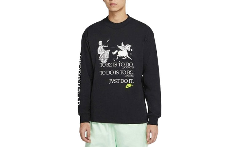 Nike Sportswear Printing Knit Round Neck Sports Black CZ4660-010