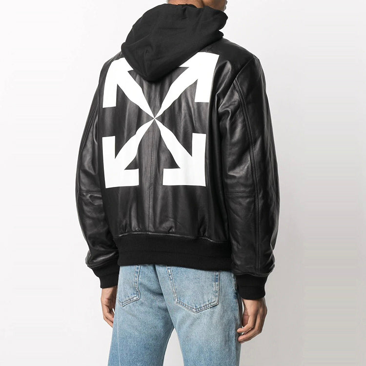 Off-White SS21 Printing Hooded Jacket Black OMJA056R21LEA0011001