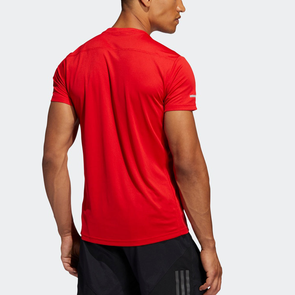 adidas Own the Run Tee Running Sports Quick Dry Short Sleeve Red FK1589