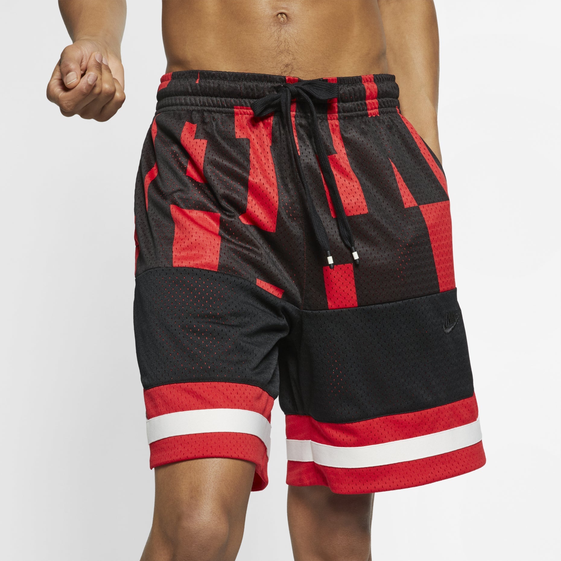 Nike Air Mesh Basketball Sports Shorts Black Red AR1842-657