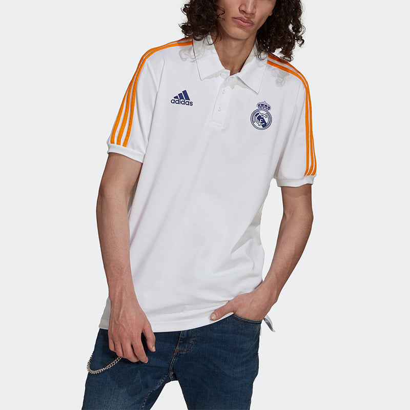adidas 21-22 Season Real Madrid Athleisure Casual Sports Soccer/Football Short Sleeve polo White GR4242