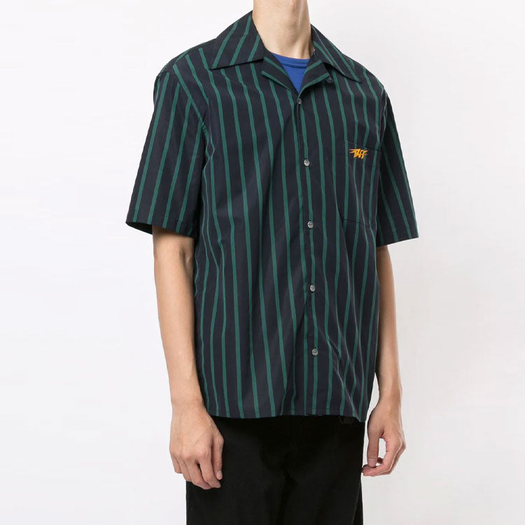 Off-White Mens FW20 Holiday Cuban Collar Short Sleeve Stripe Shirt OMGA130E20FAB0014557