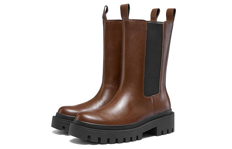 (WMNS) Skechers Low Notch Boots 'Brown' 167345-BRN