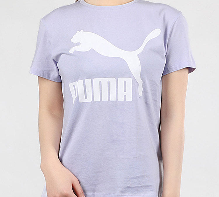 (WMNS) PUMA Casual Sports Breathable Alphabet Printing Round Neck Short Sleeve Purple 596512-46