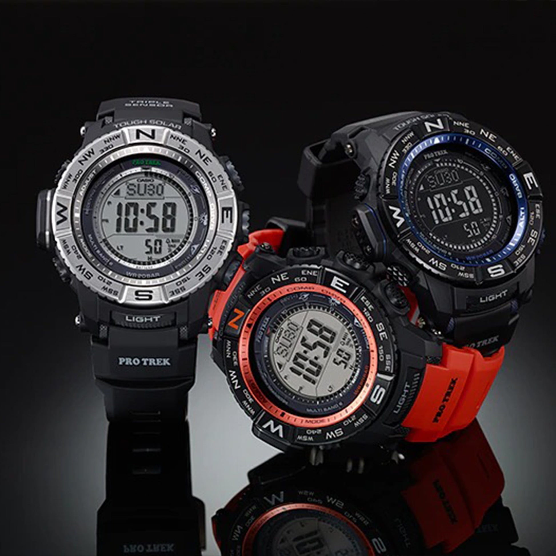 CASIO Solar Powered Waterproof Sports Mens Black Digital PRW-3500-1