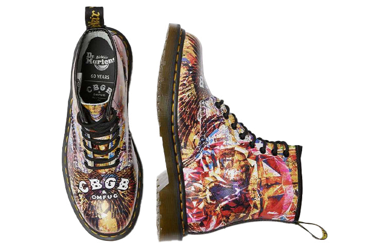 Dr. Martens x CBCG 1460 8-eye Ankle Boat Printed Leather Lace Up Boots Multi-color 25918102