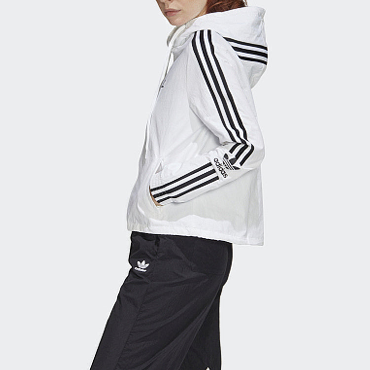 (WMNS) adidas originals Stripe Printing Sports Hooded Jacket White FU1730